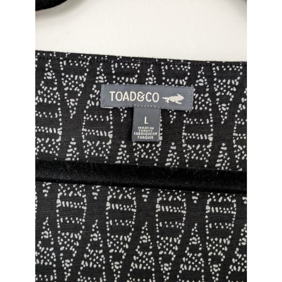Toad & Co Dress Womens Large Black White Geometric Pattern Stretch Fit & Flare - Picture 2 of 9